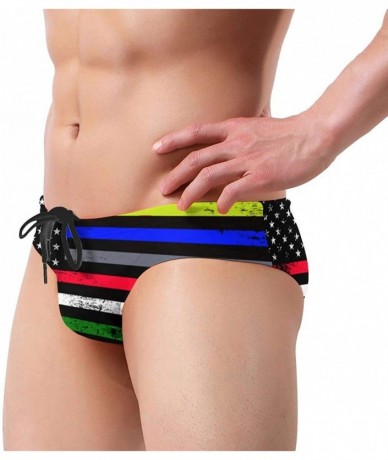 Briefs Men's Swimwear Briefs Swim Trunk Sexy Soft Triangle Thong Bikini Swimsuit Croatia Flag - Usa Flag 18 - CX19C6AHH0S $46.40