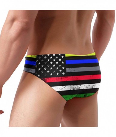 Briefs Men's Swimwear Briefs Swim Trunk Sexy Soft Triangle Thong Bikini Swimsuit Croatia Flag - Usa Flag 18 - CX19C6AHH0S $46.40