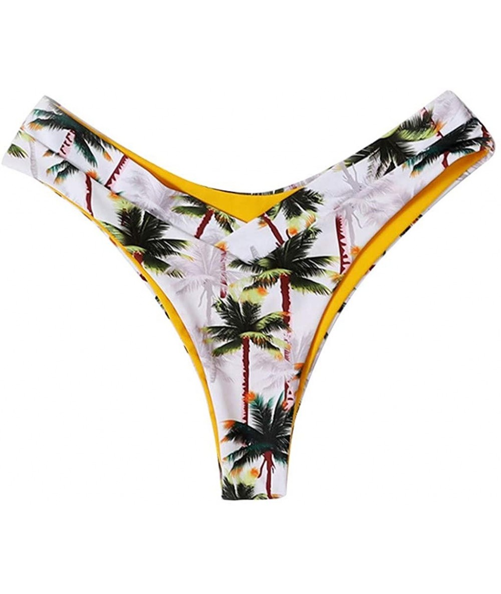 Sets Women Bikini Coconut Print Padded Swimwear Bathing Beachwear Swimming Pants - Yellow(pants) - CQ193X9X4OD $17.42