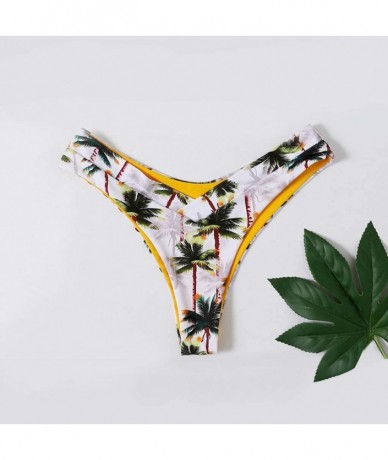 Sets Women Bikini Coconut Print Padded Swimwear Bathing Beachwear Swimming Pants - Yellow(pants) - CQ193X9X4OD $17.42