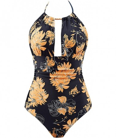 One-Pieces Women One Piece Swimsuit Tummy Control Swimwear V Neck Bathing Suit - A-17 - CW18CLQ3WGY $52.68