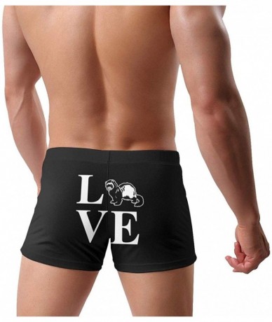 Briefs Iron Worker Skull Men's Quick Dry Swimsuit Boxer Trunks Square Cut Bathing Suits - I Love Ferrets - CK196OULQ73 $43.84