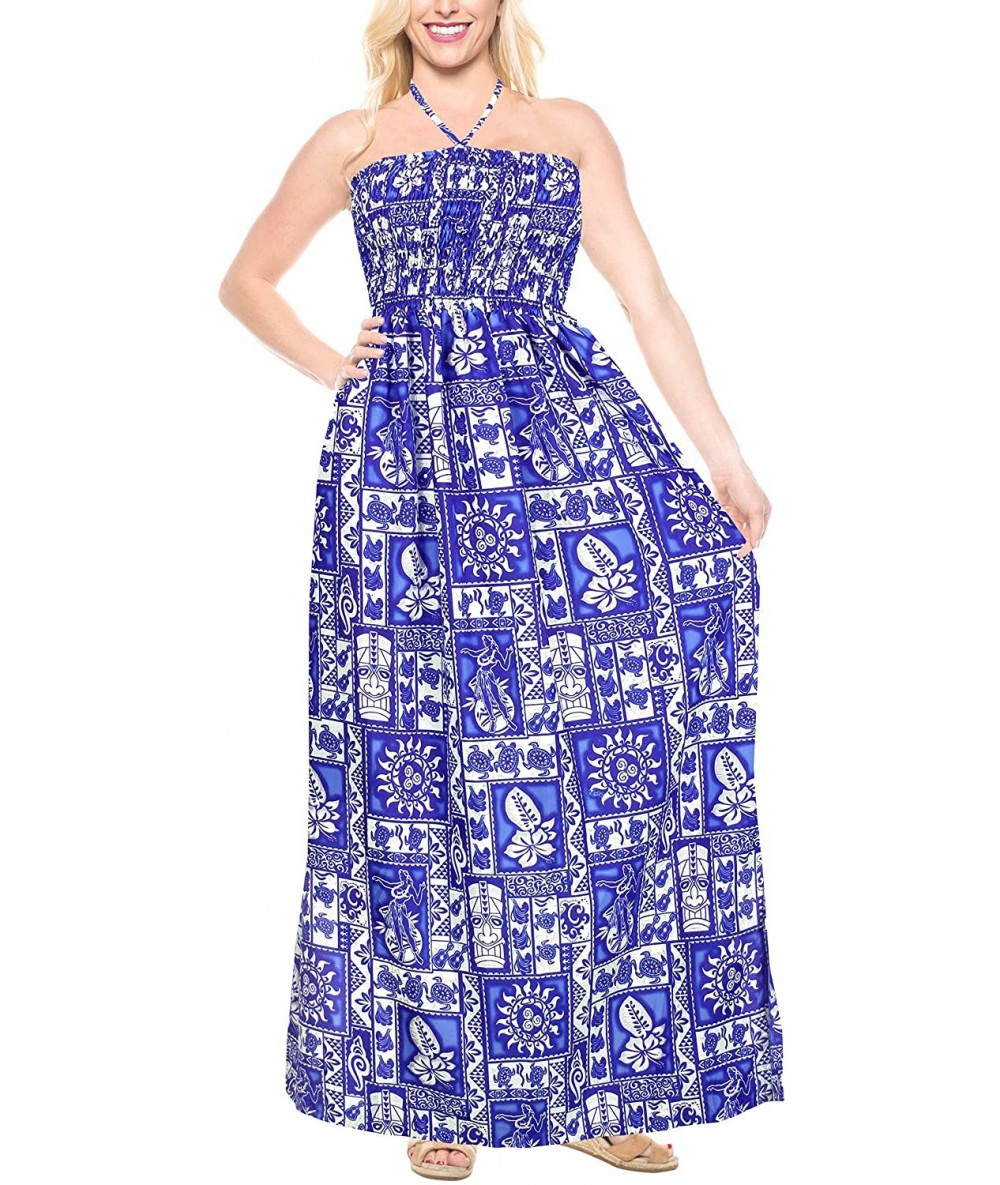 Cover-Ups Women's Plus Size Tube Dress Summer Dress for Girls Sundress Printed A - Blue_j374 - CF12CUW3ZLD $35.33