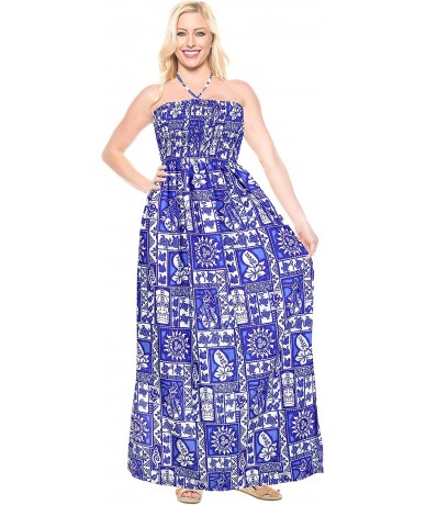 Cover-Ups Women's Plus Size Tube Dress Summer Dress for Girls Sundress Printed A - Blue_j374 - CF12CUW3ZLD $35.33