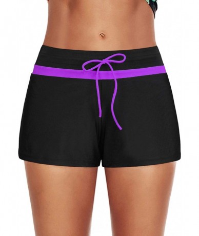 Bottoms Women's Swim Skirt High Waist Bikini Bottom Athletic Swimsuit Short Skort Swimdress - Z Purple - C9194KYA9H6 $23.67