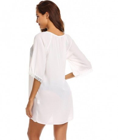 Cover-Ups Cover Ups for Swimwear Women Beach Coverups Top Chiffon Bathing Suit Beach Dress - White - CS18DMZULZW $35.90