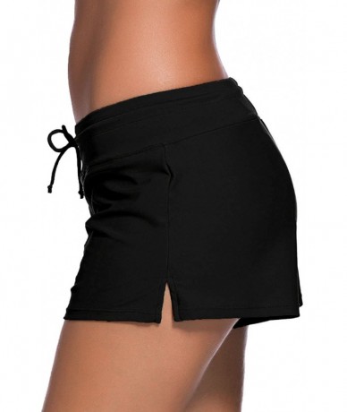 Board Shorts Short Swimsuits For Women Boardshort Waistband Swimsuit Bottom S-3XL - Black - CF18CUG83GM $27.37