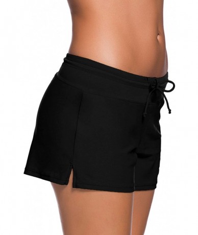 Board Shorts Short Swimsuits For Women Boardshort Waistband Swimsuit Bottom S-3XL - Black - CF18CUG83GM $27.37