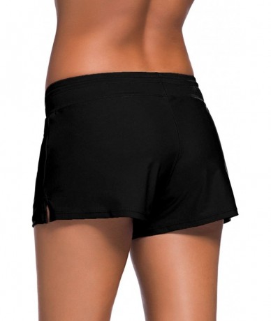 Board Shorts Short Swimsuits For Women Boardshort Waistband Swimsuit Bottom S-3XL - Black - CF18CUG83GM $27.37