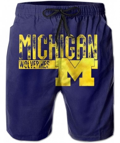 Board Shorts Men's Quick Dry Swim Shorts with Mesh Lining Swimwear Bathing Suits Leisure Shorts - Michigan Wolverines-6 - CU1...