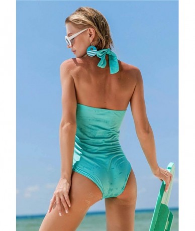 Racing Women's Skull One Piece Swimsuit Halter Beach Swimwear Bathing Suit - Blue - CV197ZIAE4O $48.25