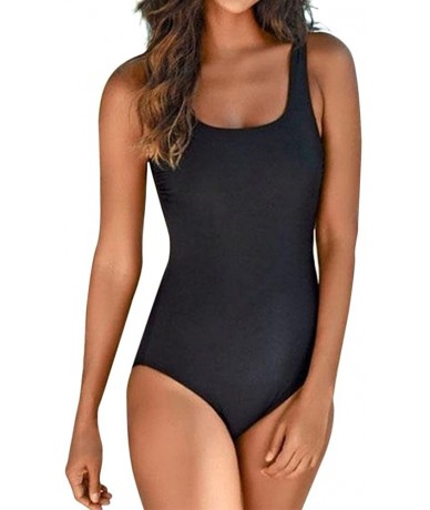 Racing Women One Piece Swimsuit Padded Push up New 2019 Sunmmer Tummy Control Swimwear Bathing Suits Bikini - Black - C718QNU...