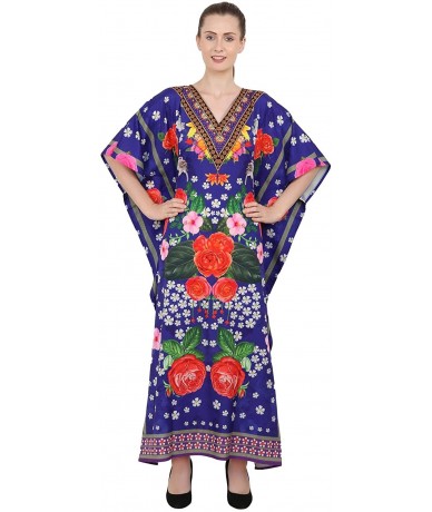 Cover-Ups Kaftan Dress - Caftans for Women - Women's Caftans Long Maxi Style Dresses - 144-blue - CV1966OA5WO $33.17