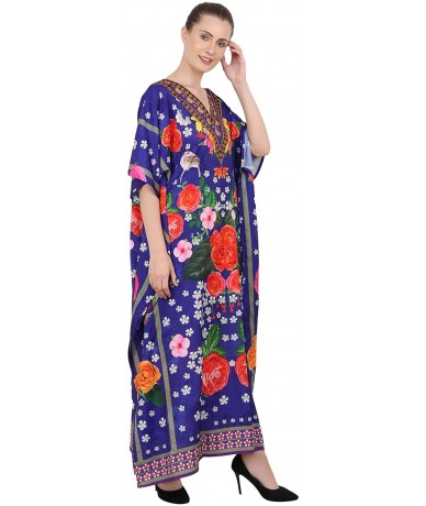 Cover-Ups Kaftan Dress - Caftans for Women - Women's Caftans Long Maxi Style Dresses - 144-blue - CV1966OA5WO $33.17