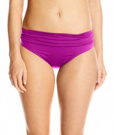 Tankinis Women's Solid Shirred Waist Bikini Bottom - Wine Berry - C7182T3LRU6 $21.37