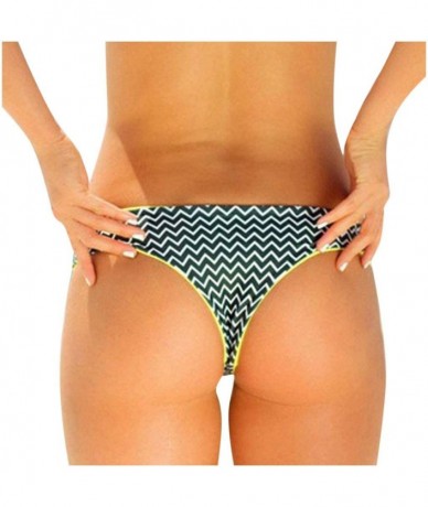 Bottoms Women's Tropical Leaves Printed Bikini Thong Bottom Brazilian Cheeky Swimsuit Bottom- S-XL - Green - CH1967A6RQY $19.20