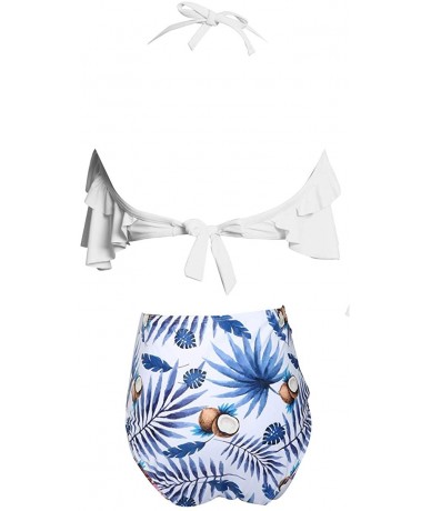 Sets Womens Two Piece Swimwear High Waisted Padded Halter Beach Bathing Suits Bikini Set - White - C418OA56LXQ $51.03