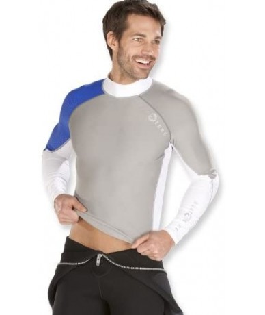 Rash Guards SPF 50 Rated Long Sleeve Rash Guard - Blue Gray- (Mens) - CP11I9C7KIX $83.39