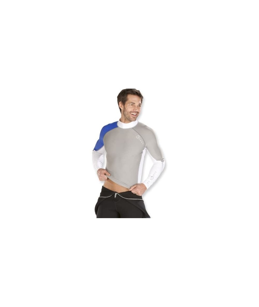 Rash Guards SPF 50 Rated Long Sleeve Rash Guard - Blue Gray- (Mens) - CP11I9C7KIX $83.39