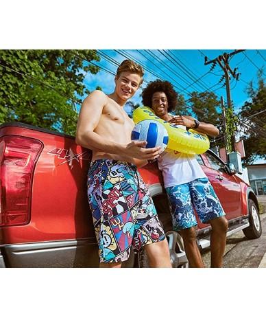 Trunks Men's Camouflage Printing Quick Dry Beach Board Shorts Swim Trunks - Rainbow Plaid - CN18OWMMM59 $46.47