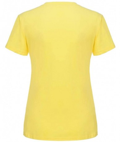 Tops Letter Print Oversized Short Sleeve Women's Shirt - W-yellow - C919644NMXT $26.86