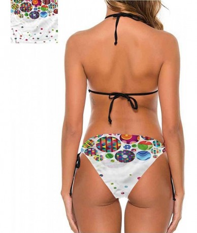 Bottoms Bikini Circle- Abstract Kiwi Design Zigzag Comfortable- Cute and Sexy - Multi 07-two-piece Swimsuit - CQ19E7GI896 $65.75