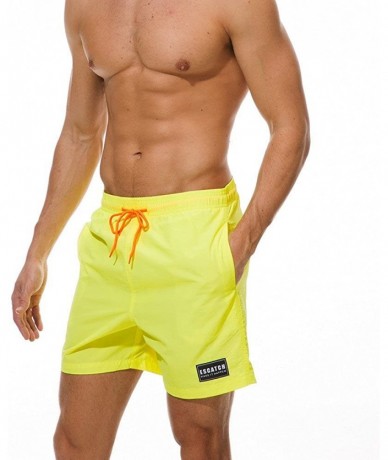 Board Shorts Men's Swim Trunks Quick Dry Beach Shorts with Pockets Waistband with Drawstring by Alalaso - Yellow - CU18S3G9TO...