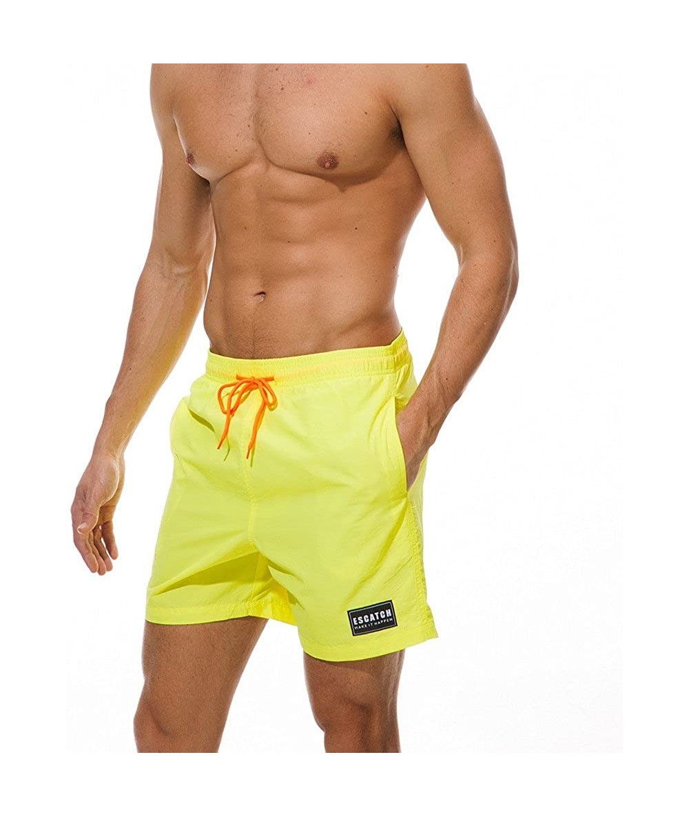 Board Shorts Men's Swim Trunks Quick Dry Beach Shorts with Pockets Waistband with Drawstring by Alalaso - Yellow - CU18S3G9TO...