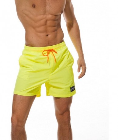 Board Shorts Men's Swim Trunks Quick Dry Beach Shorts with Pockets Waistband with Drawstring by Alalaso - Yellow - CU18S3G9TO...