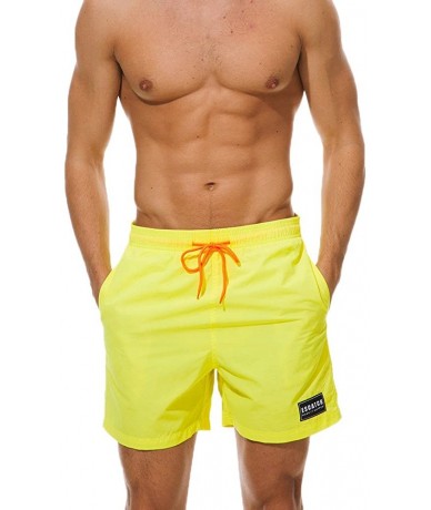 Board Shorts Men's Swim Trunks Quick Dry Beach Shorts with Pockets Waistband with Drawstring by Alalaso - Yellow - CU18S3G9TO...