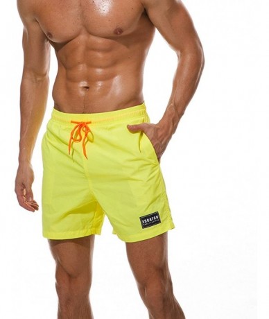 Board Shorts Men's Swim Trunks Quick Dry Beach Shorts with Pockets Waistband with Drawstring by Alalaso - Yellow - CU18S3G9TO...