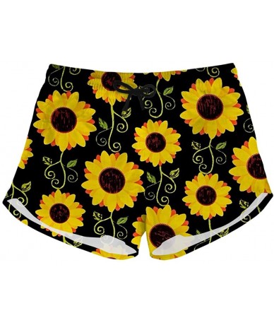 Board Shorts Women's Athletic Beach Shorts Boardshorts Casual Summer Quick Dry Swim Trunks - Sunflower 2 - CT194RZ9NSC $32.04