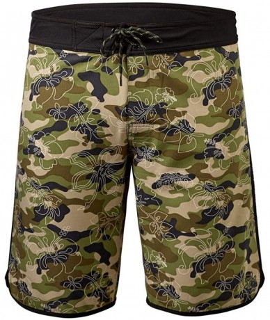 Board Shorts UPF 50+ Mens Retro Board Shorts - Army Green Camo - CW18LGAH737 $84.25