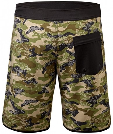 Board Shorts UPF 50+ Mens Retro Board Shorts - Army Green Camo - CW18LGAH737 $84.25