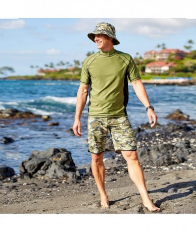 Board Shorts UPF 50+ Mens Retro Board Shorts - Army Green Camo - CW18LGAH737 $84.25