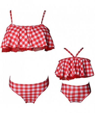 Sets Family Matching Mommy and Me Two Pieces Swimwear Bikini Set Girls Swimsuits Women Ruffle Bathing Suit - 3 Plaid - CU18NK...