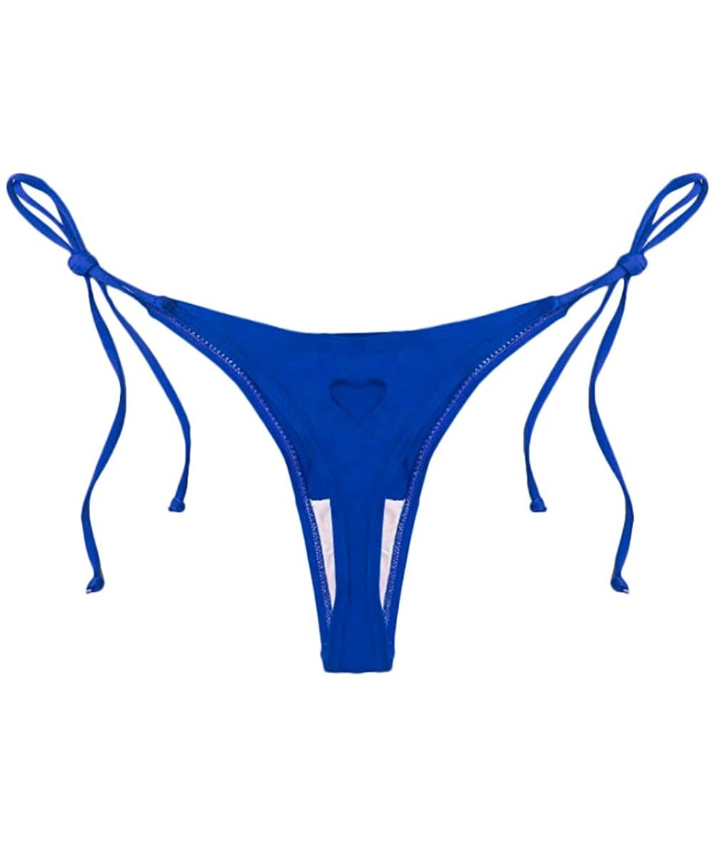 Bottoms Women Brazilian Cut Bikini Bottom G-String Thong Bathing Beach Swimsuit Swimwear - Blue - CC1945Z60LM $15.90