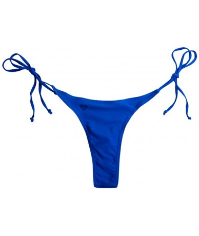 Bottoms Women Brazilian Cut Bikini Bottom G-String Thong Bathing Beach Swimsuit Swimwear - Blue - CC1945Z60LM $15.90