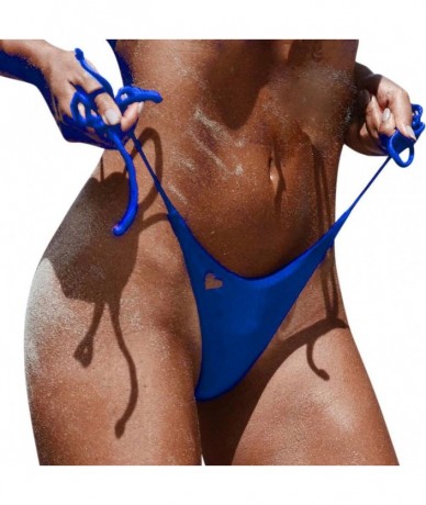 Bottoms Women Brazilian Cut Bikini Bottom G-String Thong Bathing Beach Swimsuit Swimwear - Blue - CC1945Z60LM $15.90