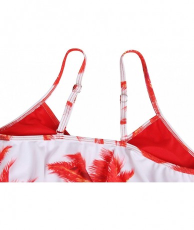 Sets Bikini Swimsuit for Women High Waisted Swimsuits Two Piece Tankini Ruffled Top with Swim Bottom Bathing Suits Red 332 - ...