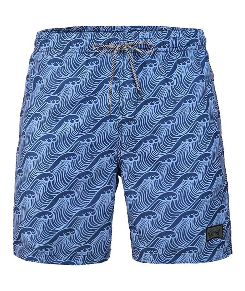 Trunks Men's Summer Beach Swim Trunks with Mesh Lining - Dark Blue - C818U0ATAGA $39.38