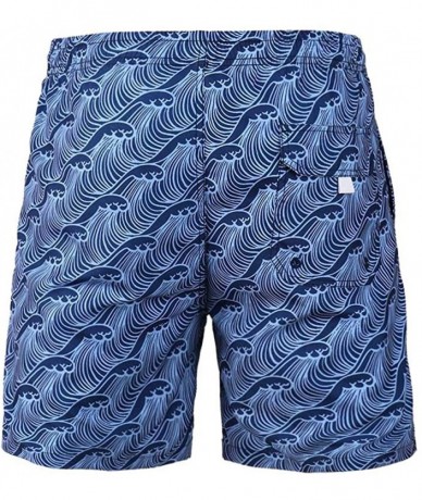 Trunks Men's Summer Beach Swim Trunks with Mesh Lining - Dark Blue - C818U0ATAGA $39.38