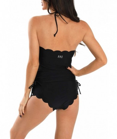 Bottoms Women's Scalloped Tankini - Black - C8190WEA6HM $53.67