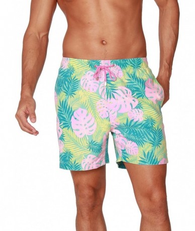 Board Shorts Performance Men's Quick Dry SPF50+ Swim Trunks Water Shorts Swimsuit Beach Shorts with Mesh Lining - Lush Leaves...