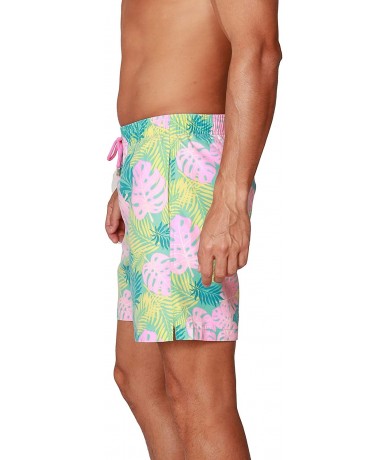 Board Shorts Performance Men's Quick Dry SPF50+ Swim Trunks Water Shorts Swimsuit Beach Shorts with Mesh Lining - Lush Leaves...