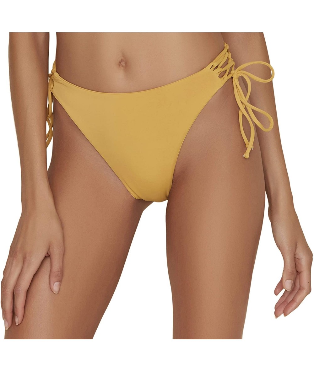 Bottoms Women's Side Tie Cheeky Bottoms - Honey - CL18RHIHMG8 $62.85