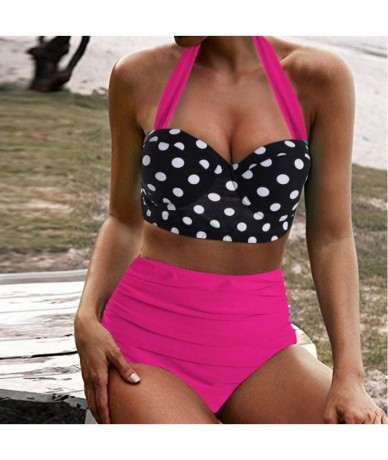 Sets Swimsuits for Women Retro Womens Bathing Suits Vintage High Waisted Sunflower Print Two Piece Tankini Swimwear Z05 pink ...