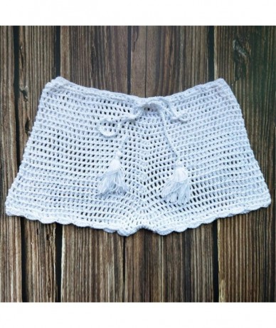 Tankinis Womens Bikini Bottoms Lace Crochet Swimsuit Bottom Sexy Hollow Out Shorts Beach Boardshorts - White - C518QO4EY27 $2...