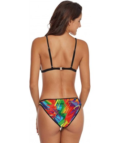 Sets Great Wall-Womens Floral Printing Bottoms Padded Halter Bikini Two Piece Swimsuits - Multi 07 - CY199HR69TN $73.13