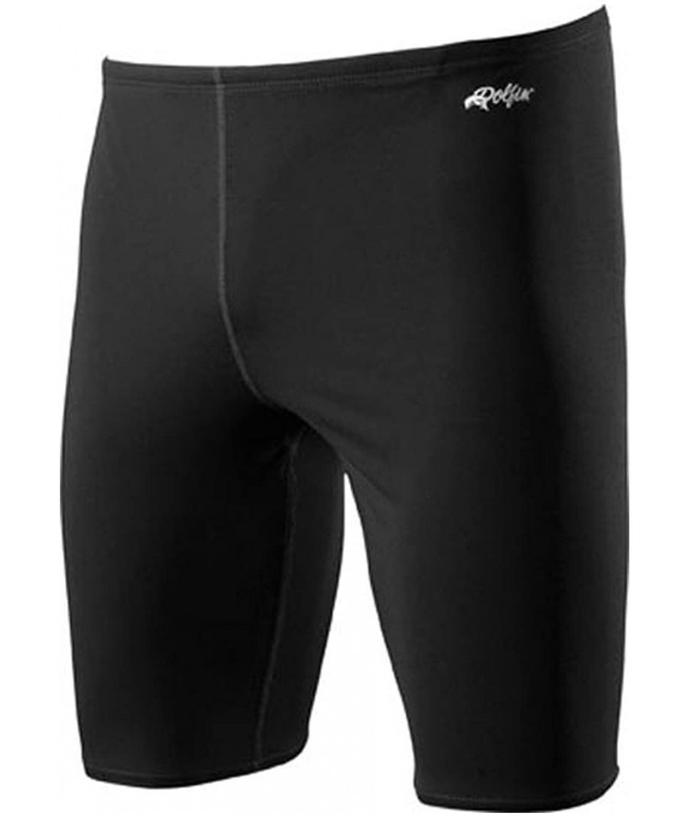 Racing Solid Polyester Jammer Male - Black - C1111GFOXV7 $41.71